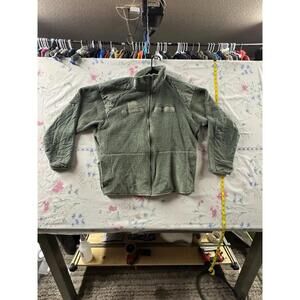 Olive Green Military Fleece‎ Jacket Full Zip Cold Weather Tactical Mens L